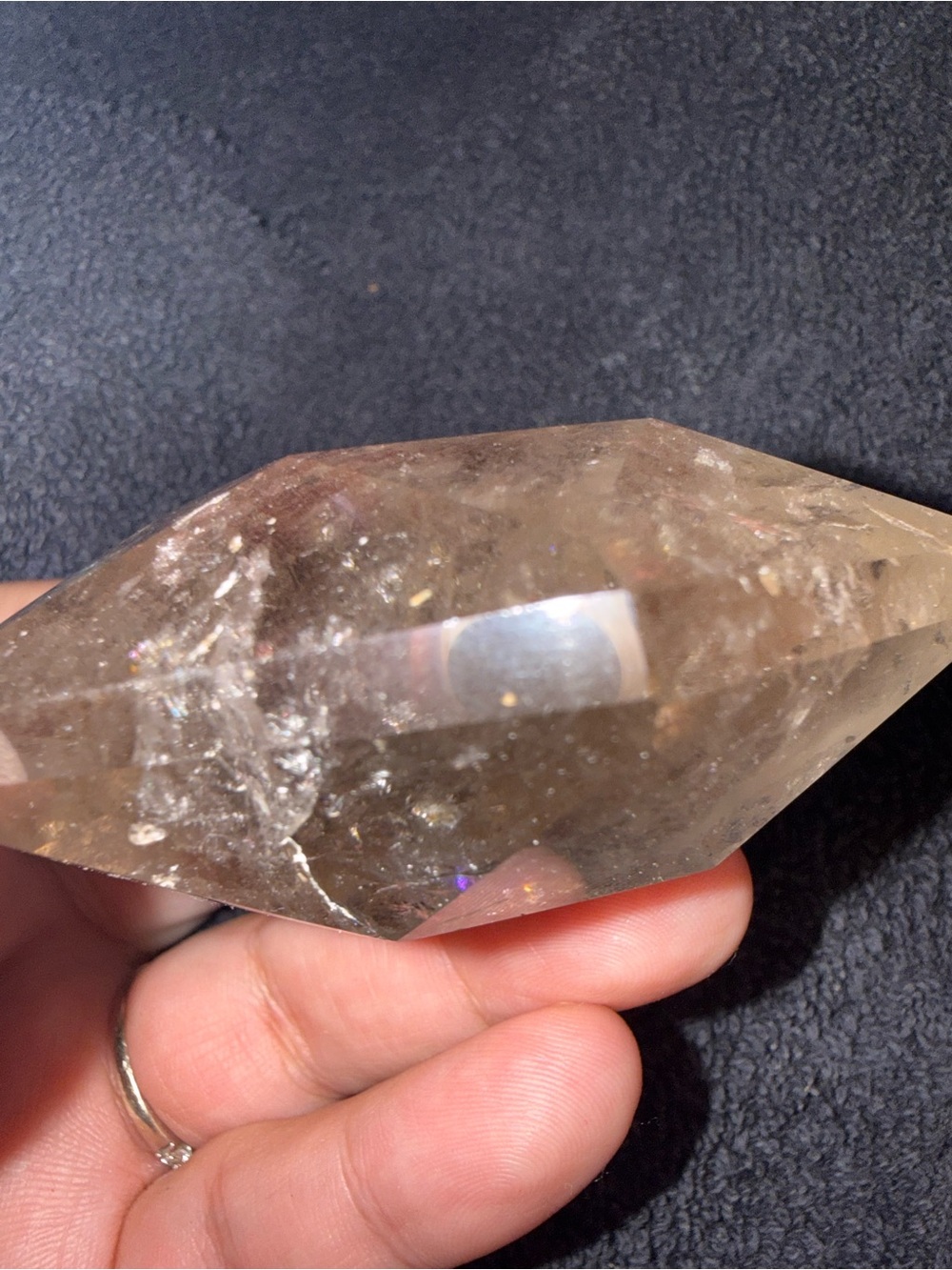 Thick Faceted Smokey Quartz Hexagon - Picture 3 of 4